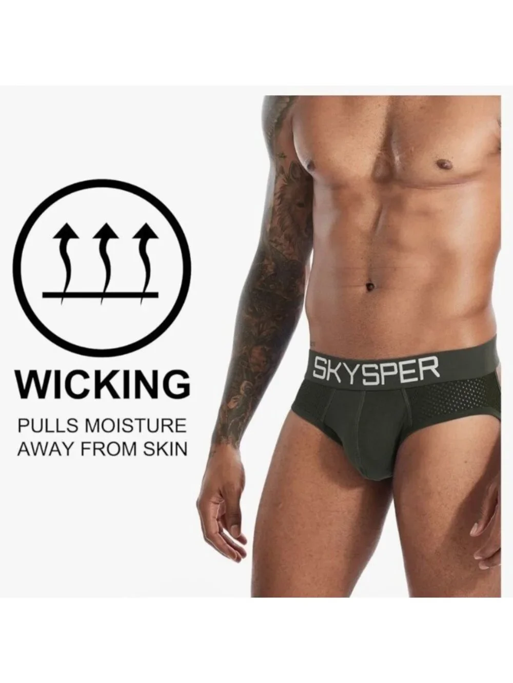 SKYSPER Men Jockstrap Male Black Thong Underwear Size Medium